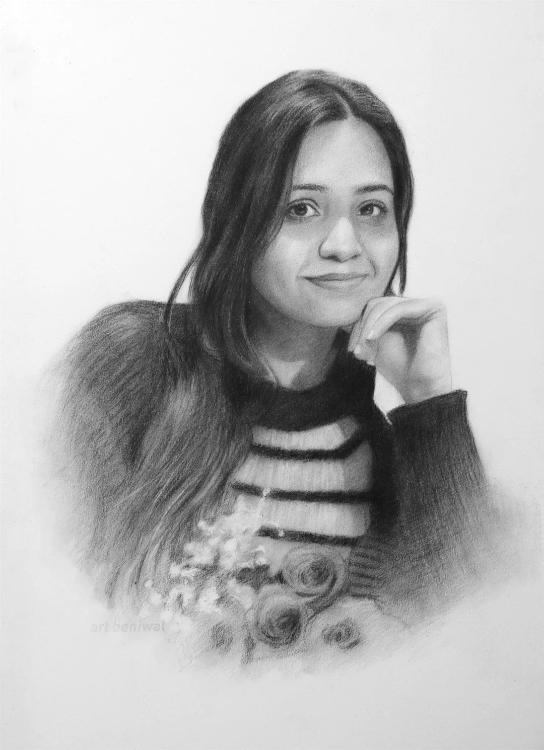 W1135 Woman Pencil Portrait