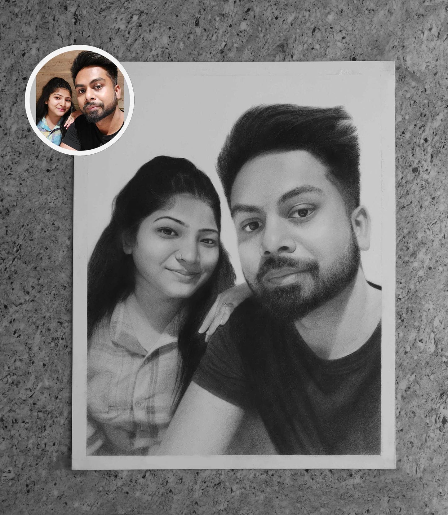 Custom Couple Pencil Sketch from Photo!
