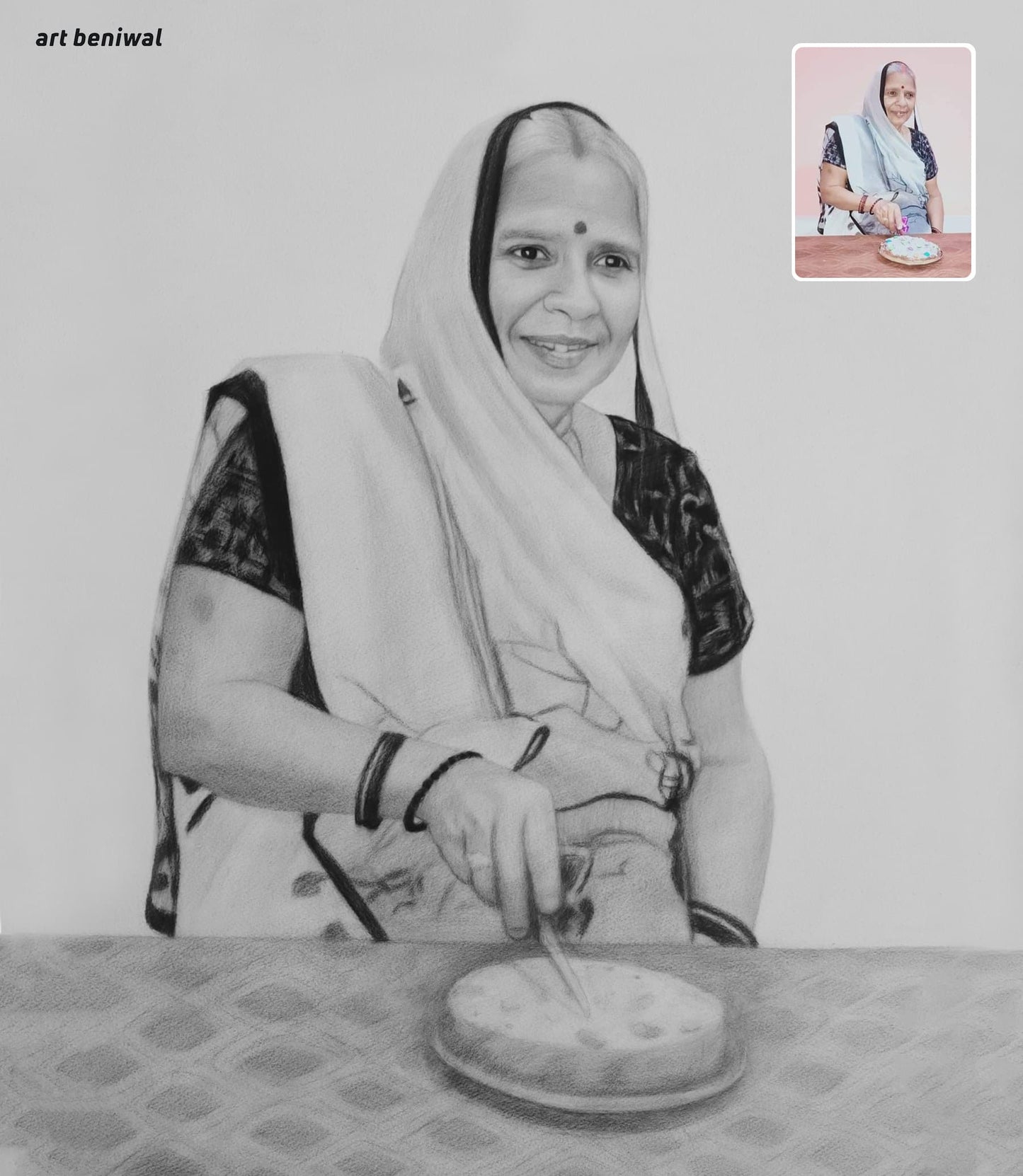 Pencil Sketch Portrait Gift for Wife