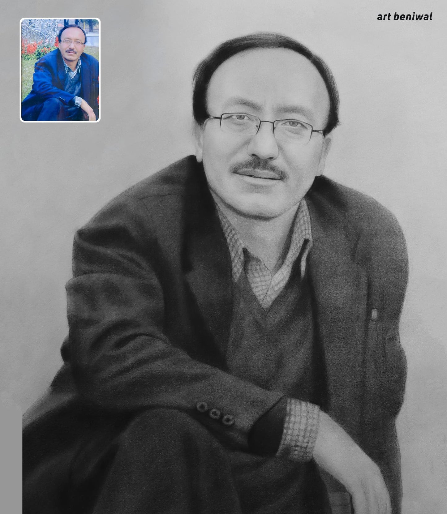 Pencil Sketch Portrait Gift for Husband