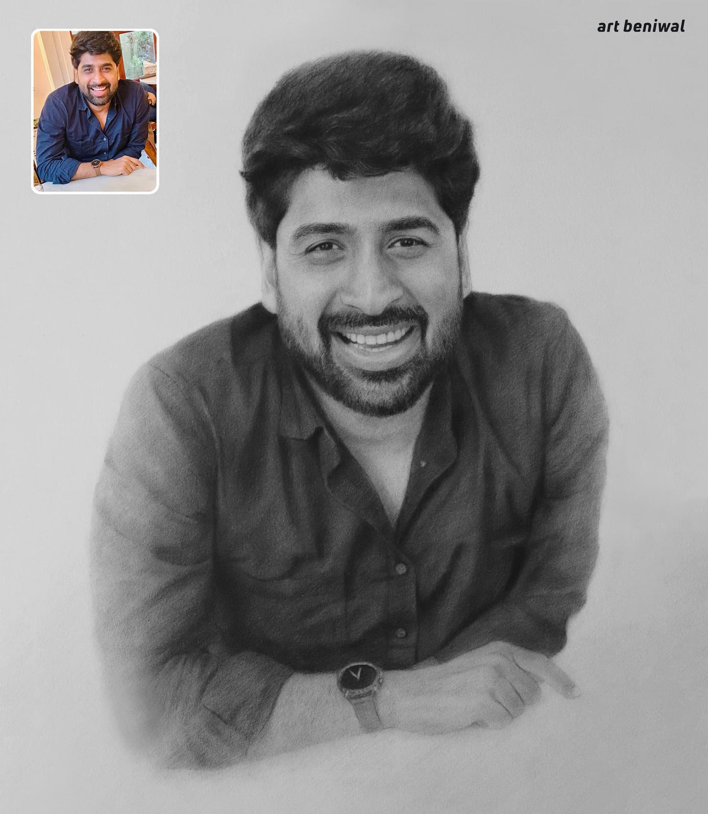 Pencil Sketch Portrait Gift for Husband
