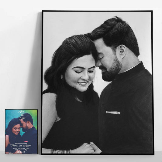 Handmade Couple Sketch | Perfect Engagement Gift for Couples | Order Online