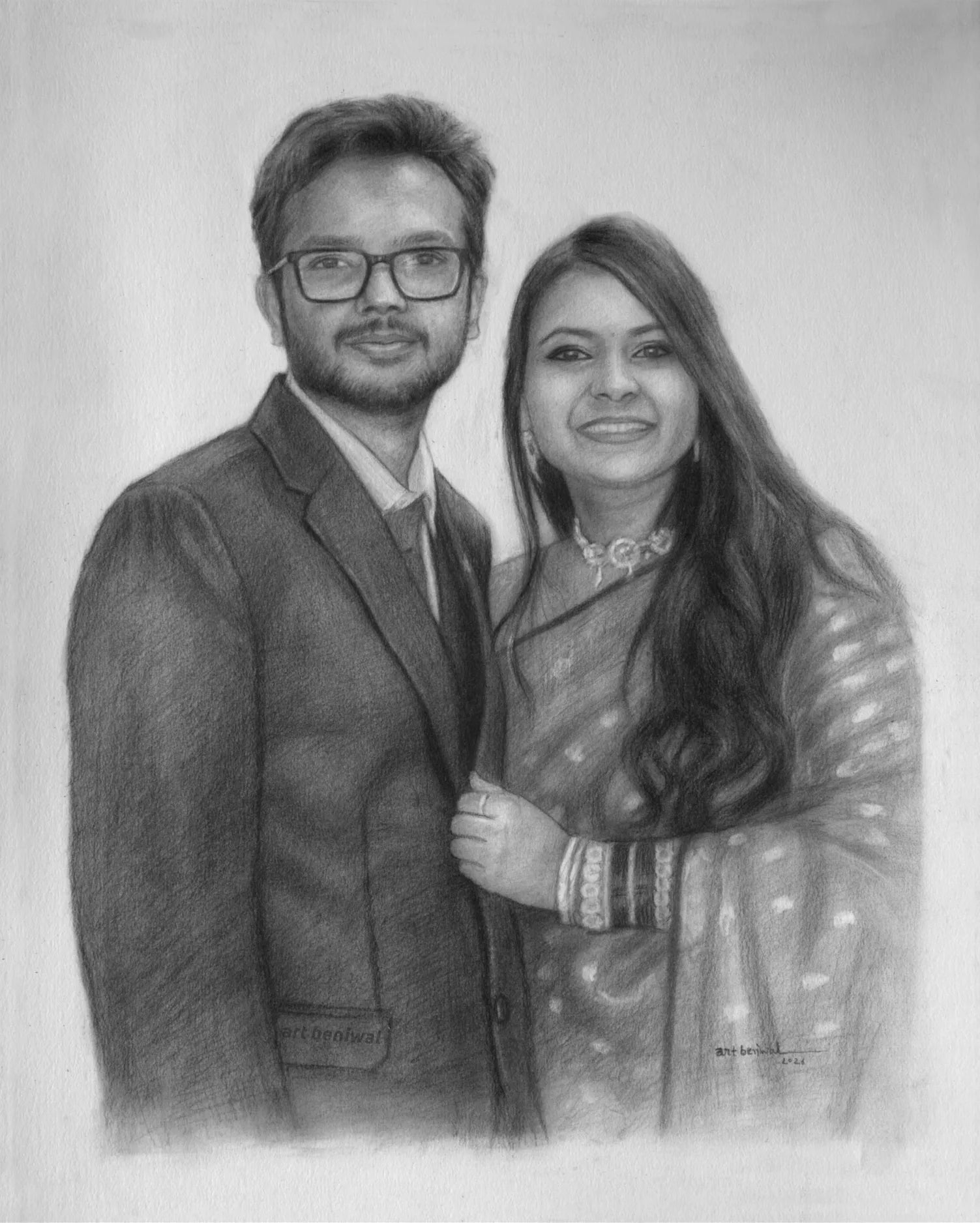 Premium Couple Pencil Portrait