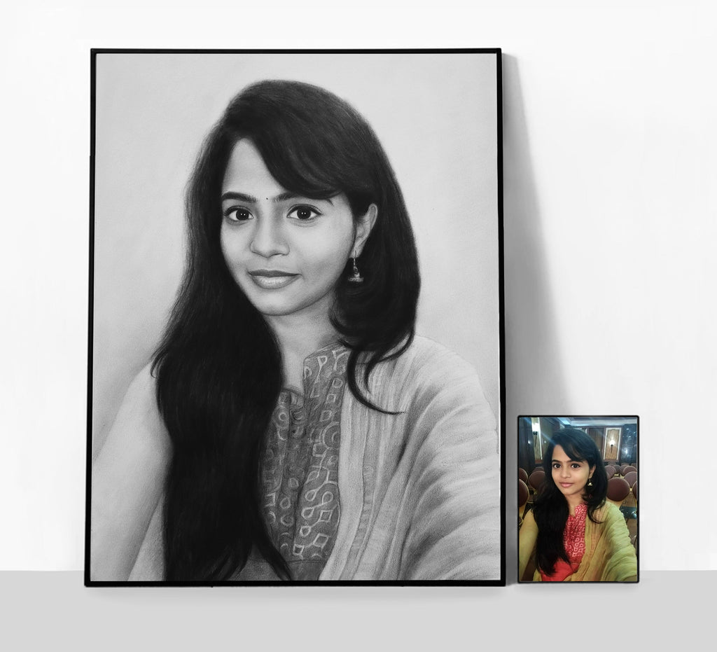 Pencil Sketch Portrait Gift for Girlfriend