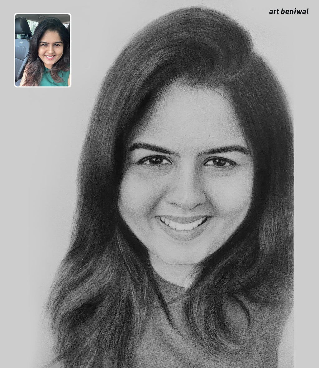 Pencil Sketch Portrait Gift for Wife