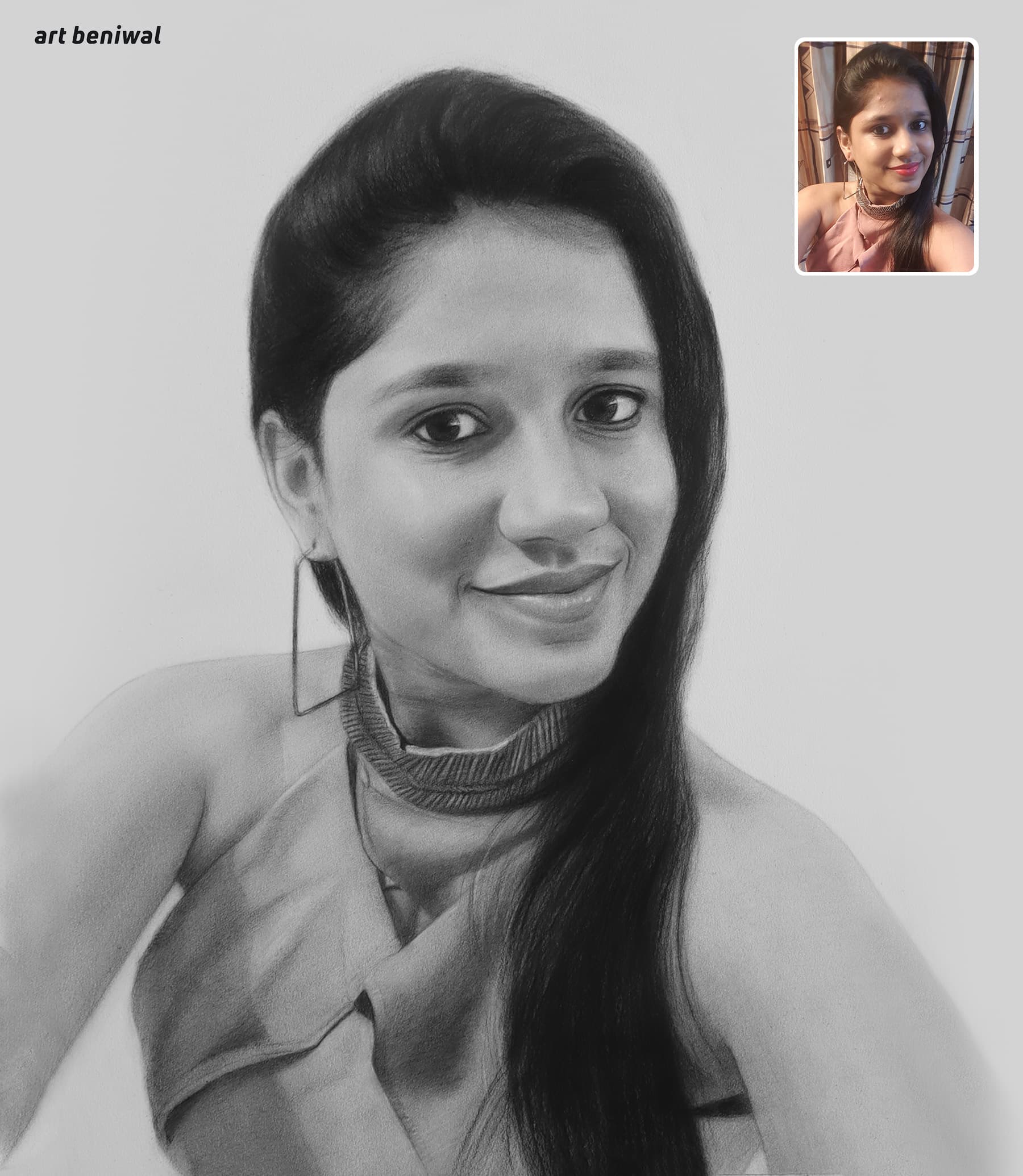 Pencil Sketch Portrait Gift for Girlfriend