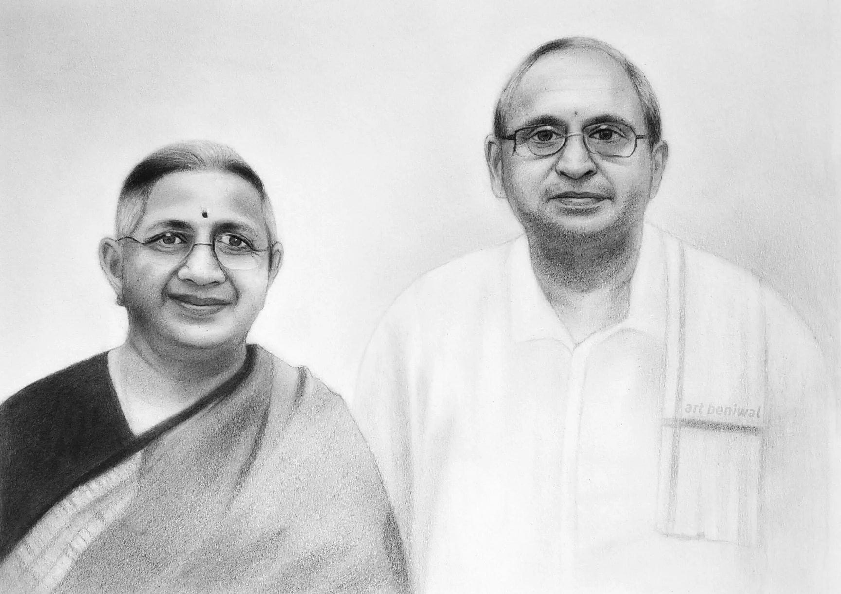 W1032 Couple Pencil Portrait