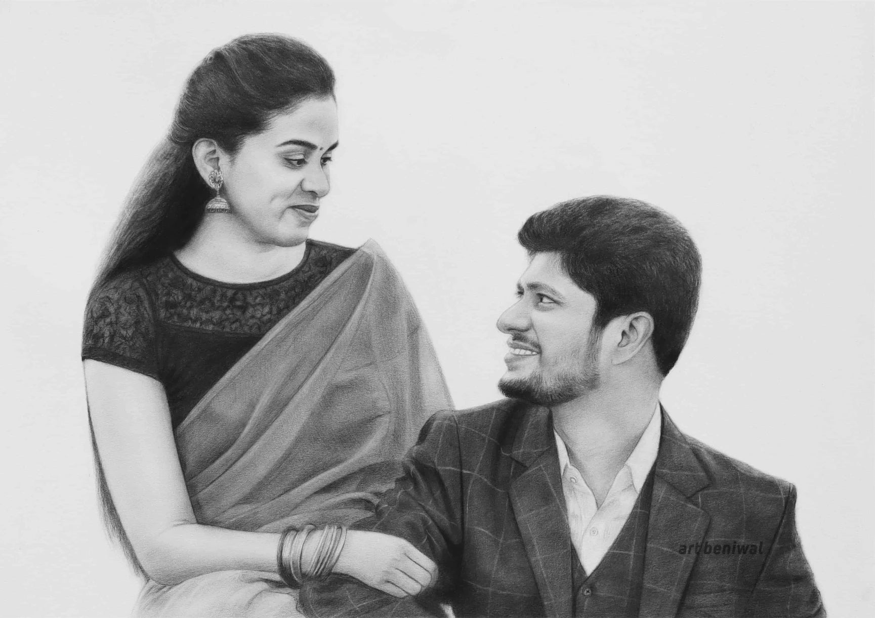 W1037 Couple Pencil Portrait
