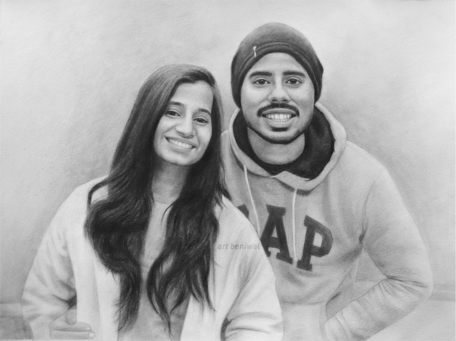 W1042 Couple Pencil Portrait