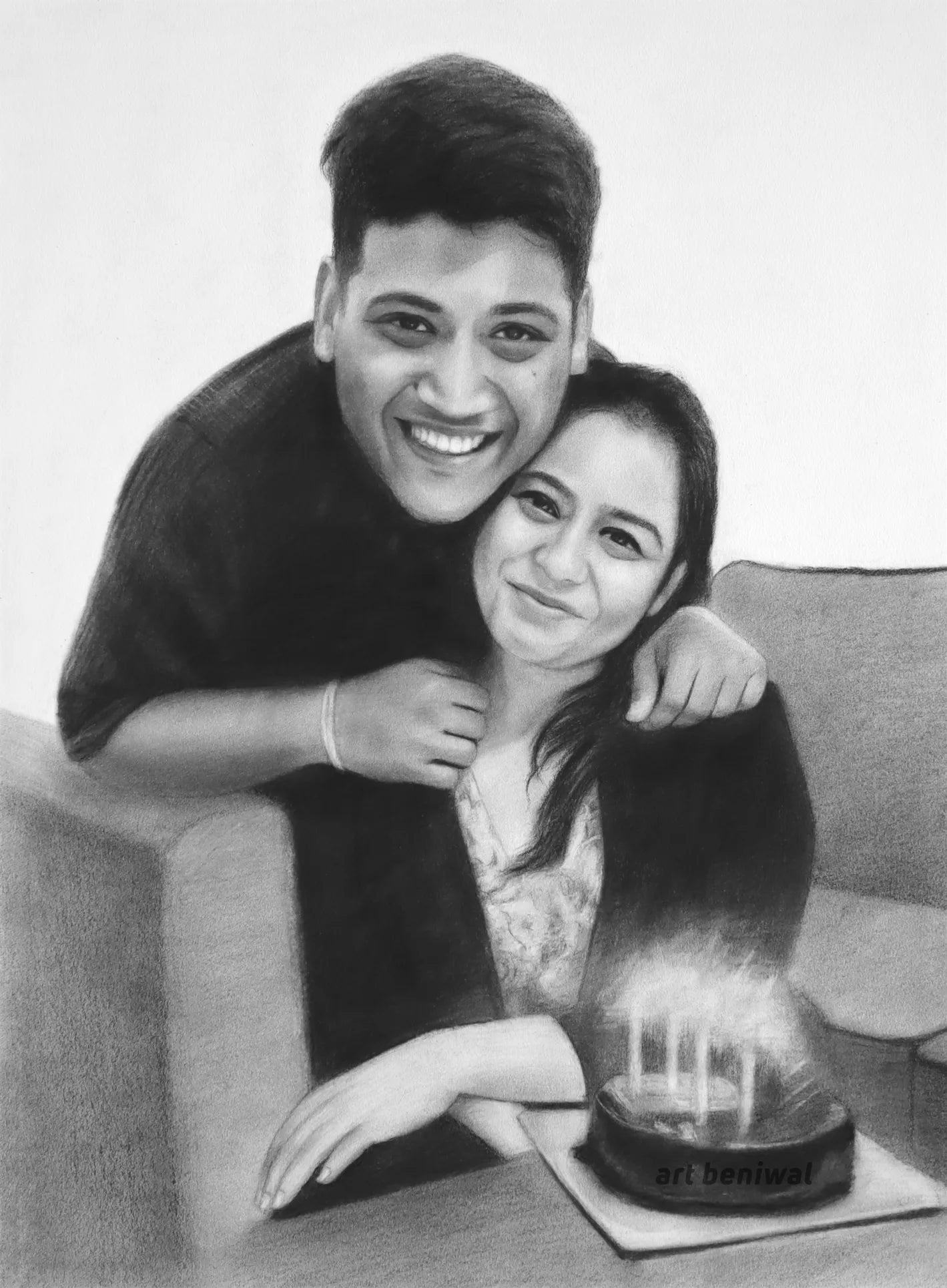 W1045 Couple Pencil Portrait
