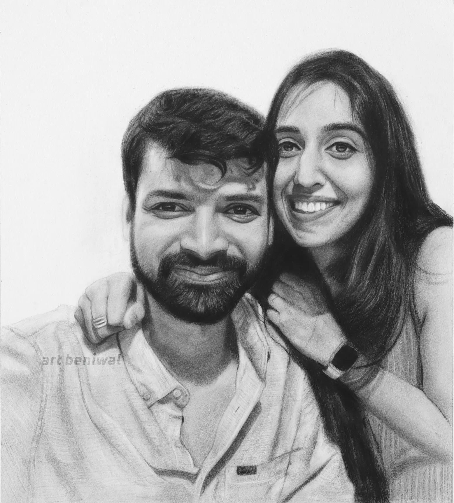 W1046 Couple Pencil Portrait