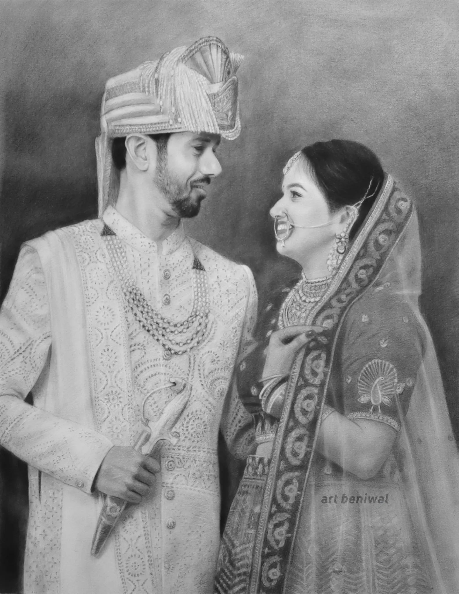 W1070 Couple Pencil Portrait