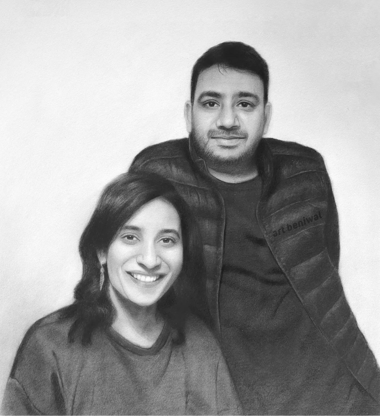 W1083 Couple Pencil Portrait