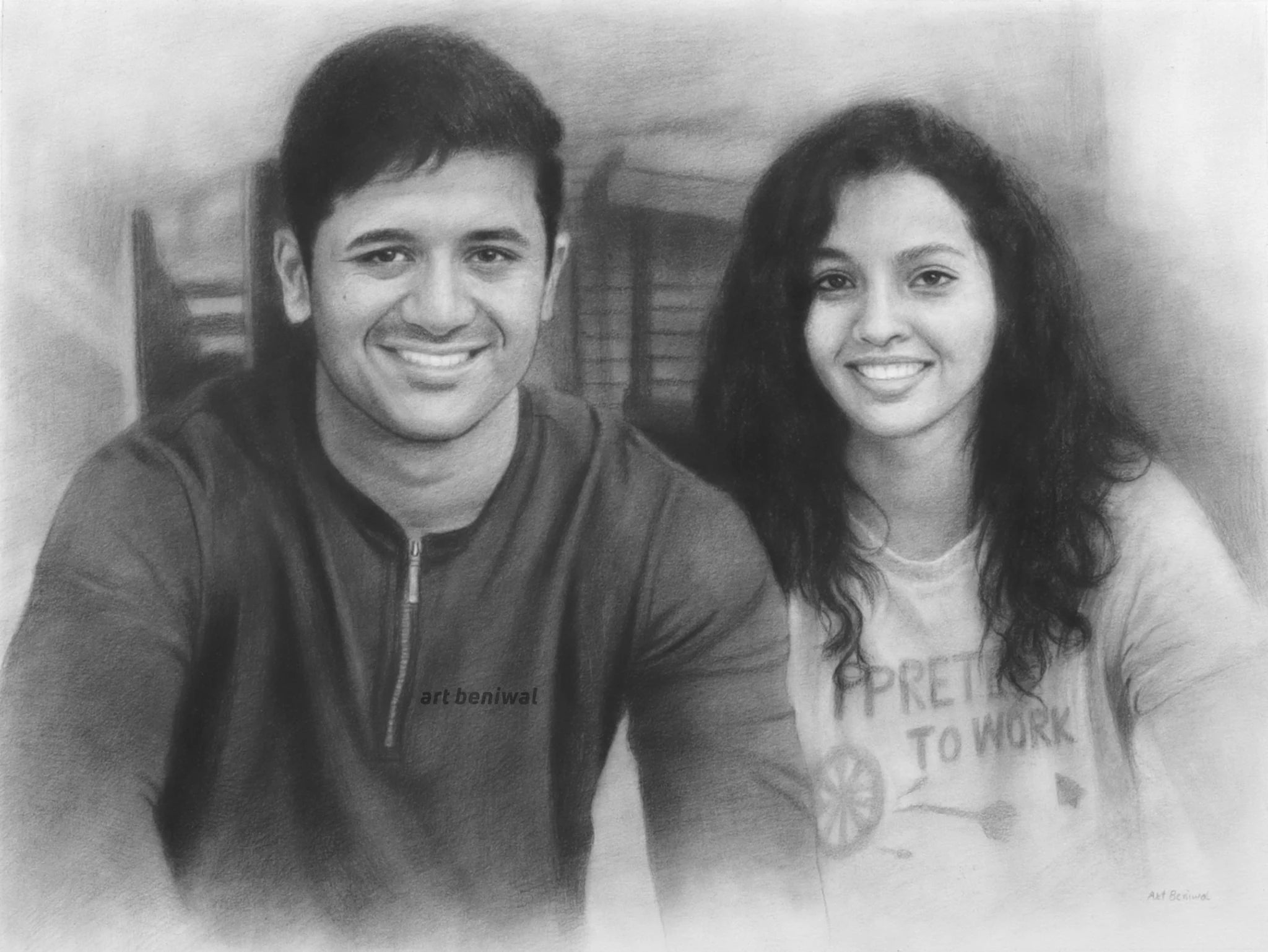 W1095 Couple Pencil Portrait