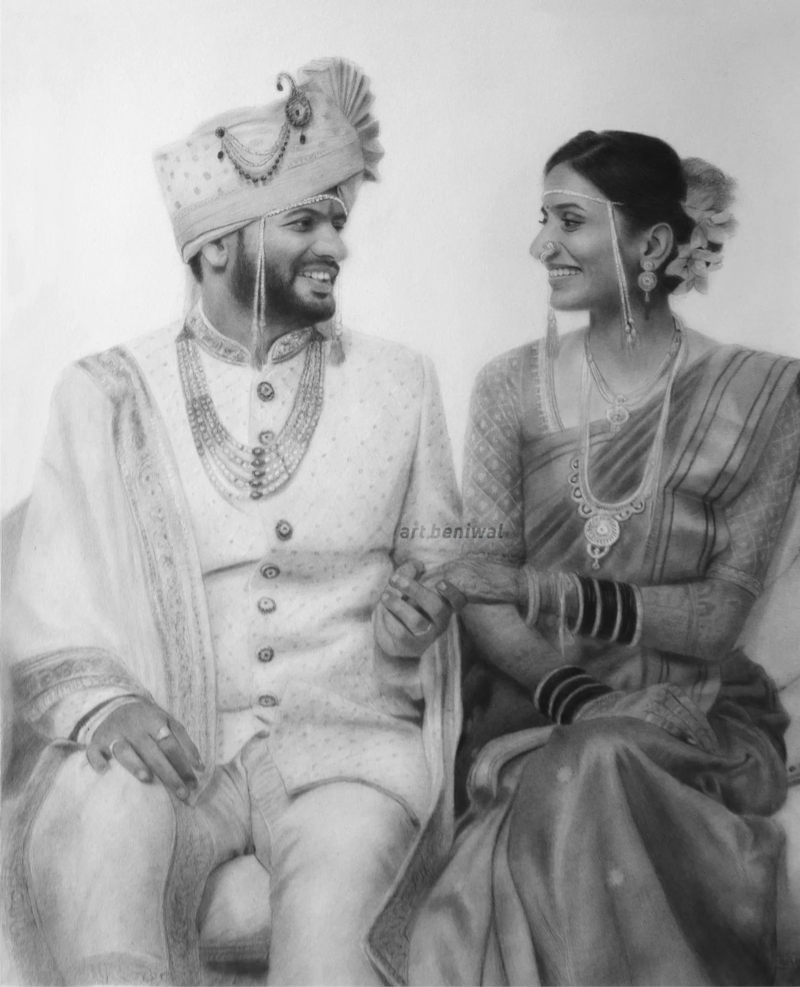W1109 Couple Pencil Portrait