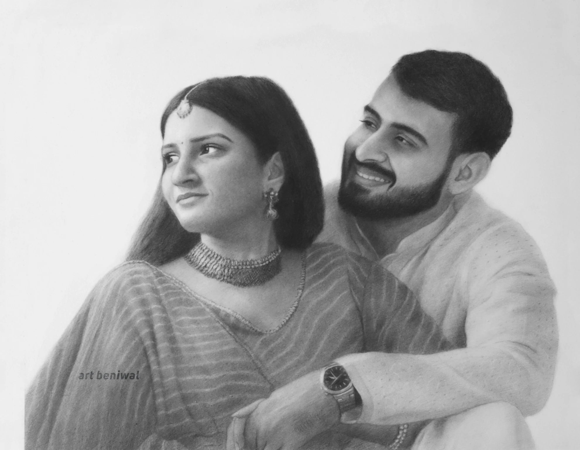 W1114 Couple Pencil Portrait