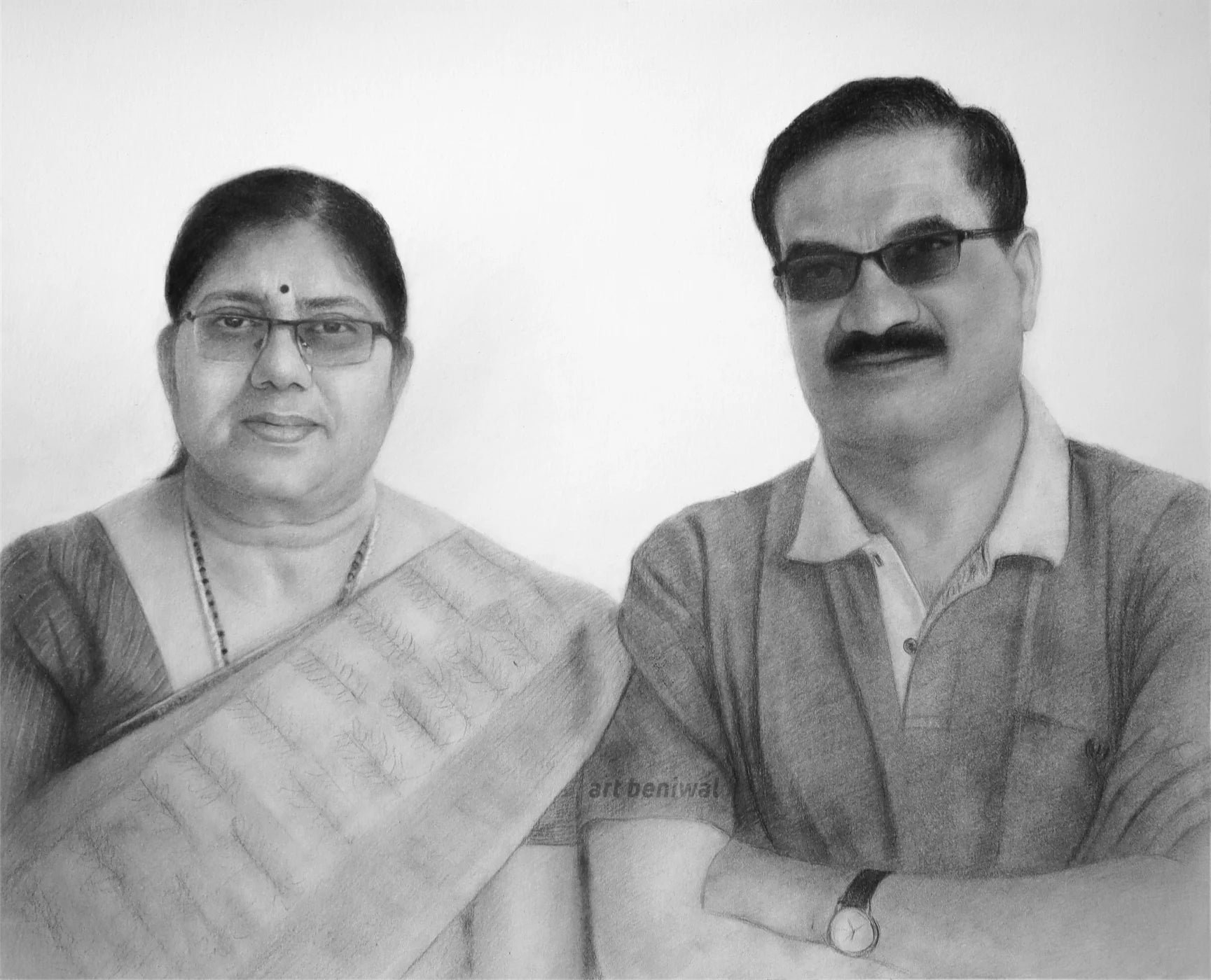 W1129A Couple Pencil Portrait
