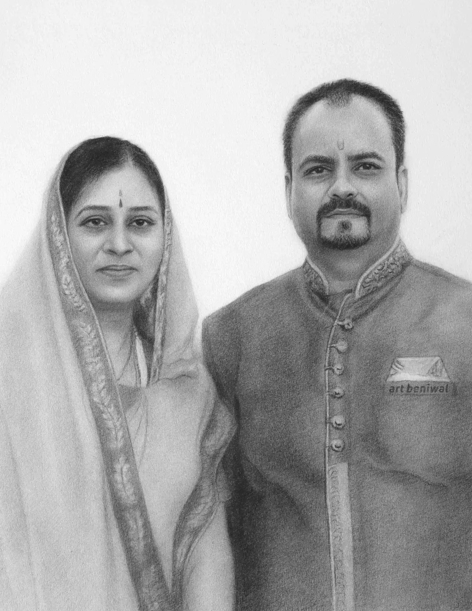 W1132 Couple Pencil Portrait