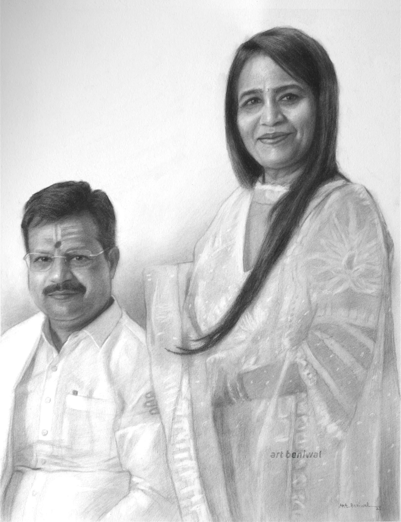 W1155 Couple Pencil Portrait