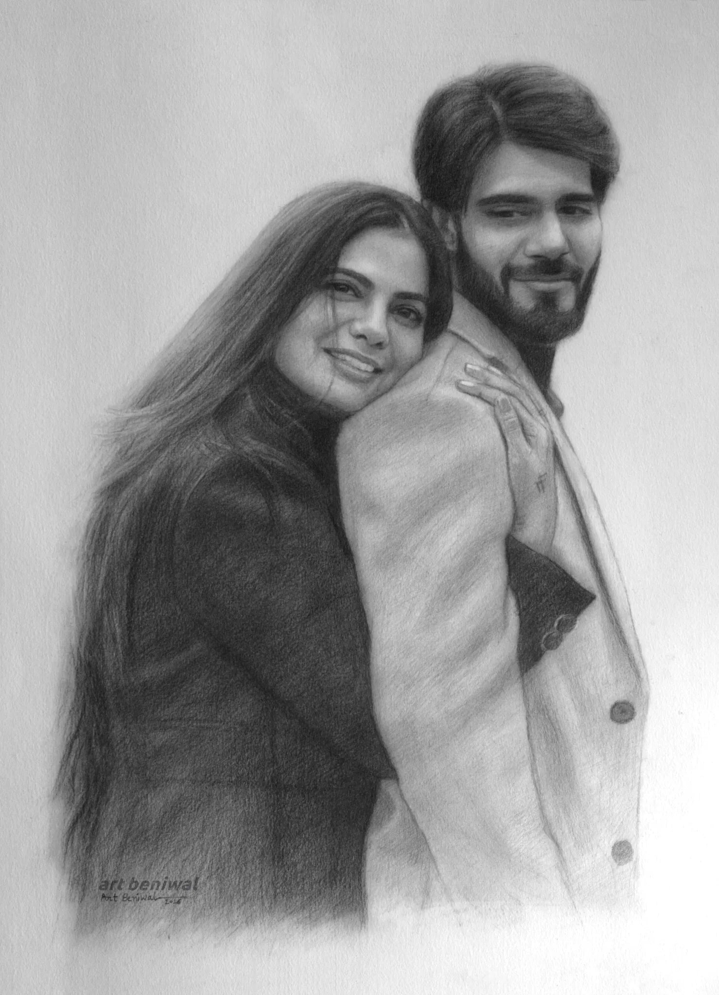 W1158 Couple Pencil Portrait