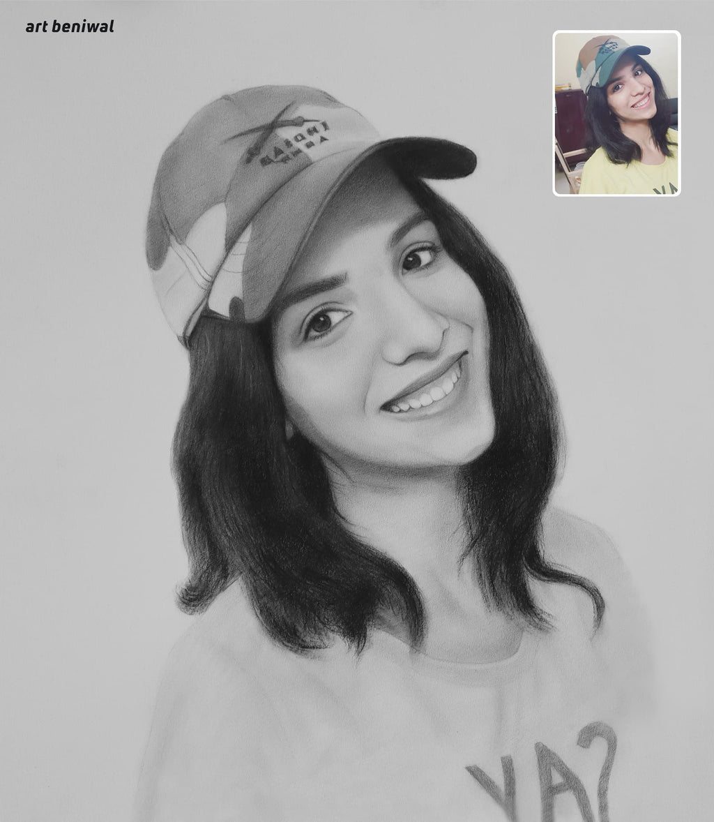 Pencil Sketch Portrait Gift for Girlfriend