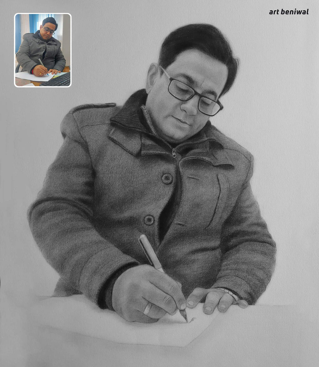 Pencil Sketch Portrait Gift for Husband