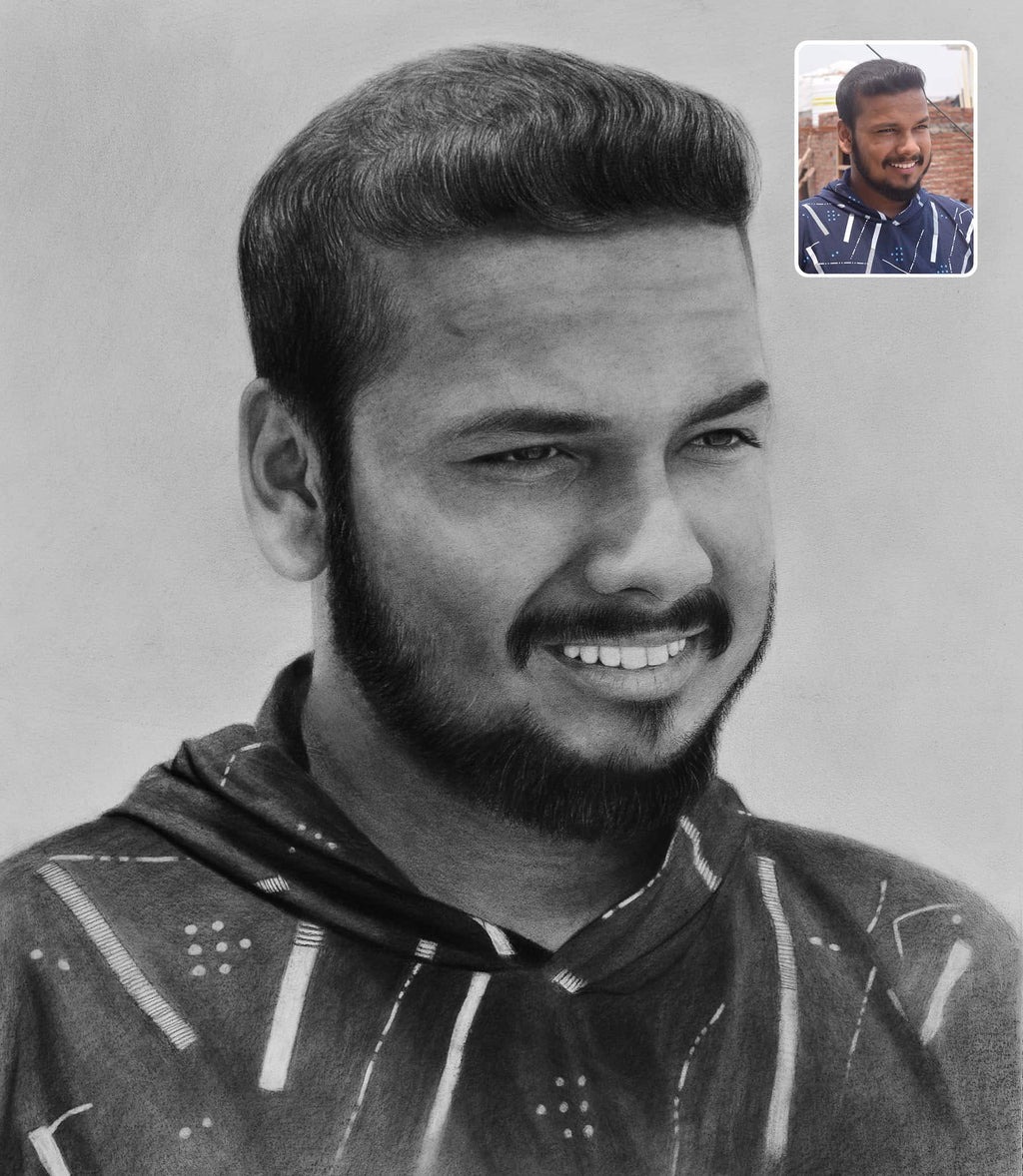 Pencil Sketch Portrait Gift for Boyfriend