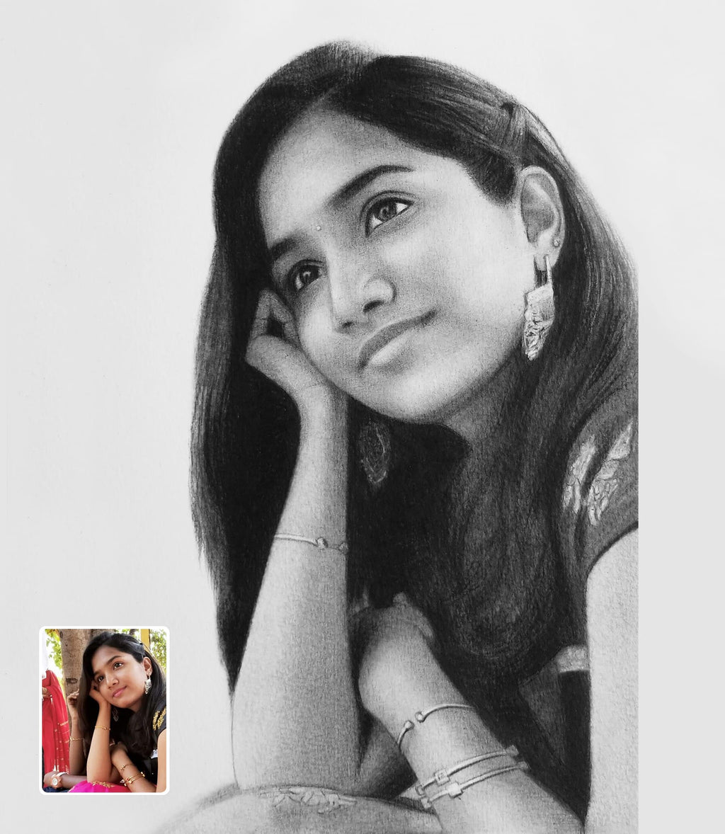Pencil Sketch Portrait Gift for Girlfriend