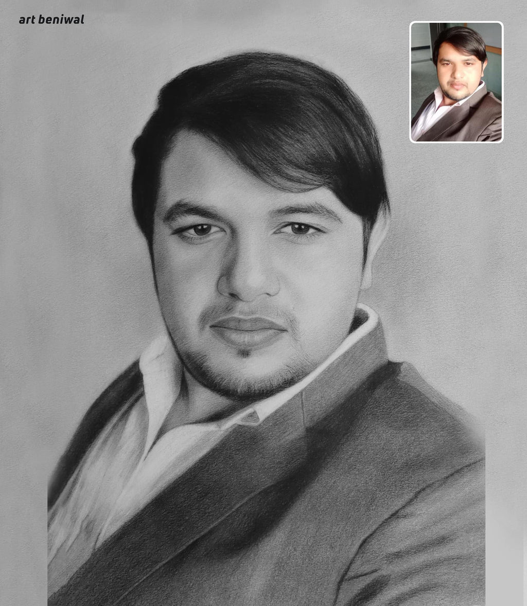 Pencil Sketch Portrait Gift for Husband