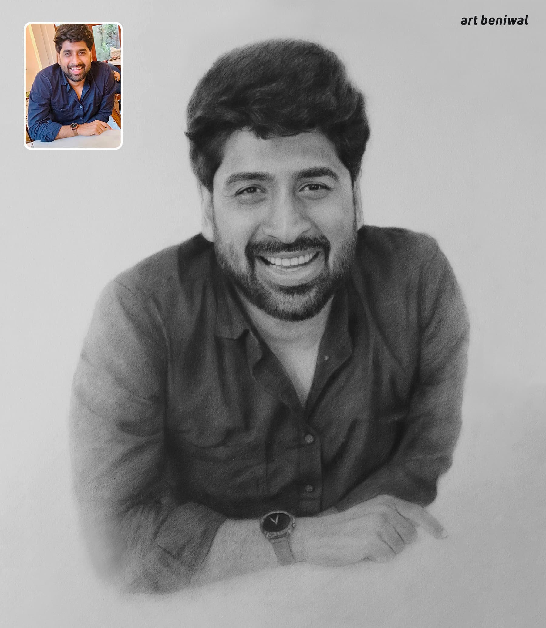 Pencil Sketch Portrait Gift for Boyfriend