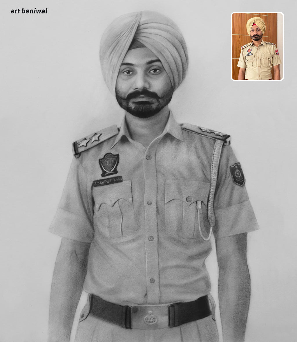 Pencil Sketch Portrait Gift for Husband