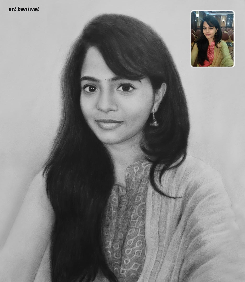 Pencil Sketch Portrait Gift for Girlfriend