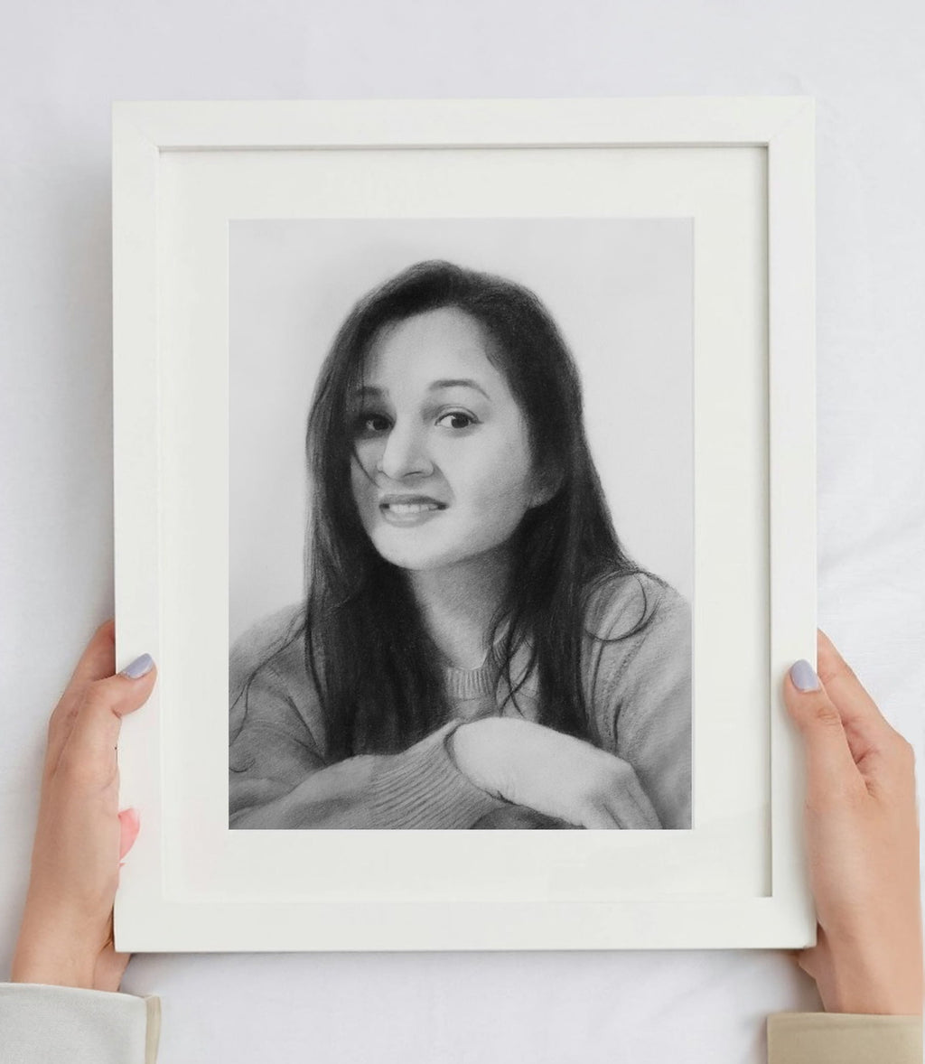 Pencil Sketch Portrait Gift for Girlfriend