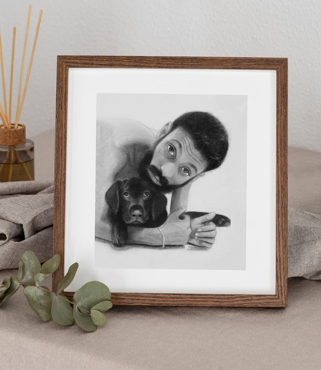 You & Your Pet - Custom Pencil Drawing (Made from Your Photo)
