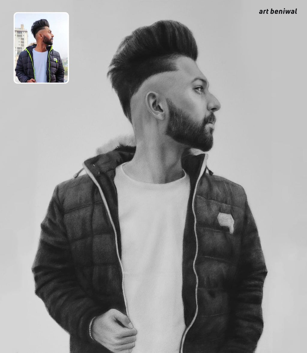 Pencil Sketch Portrait Gift for Husband