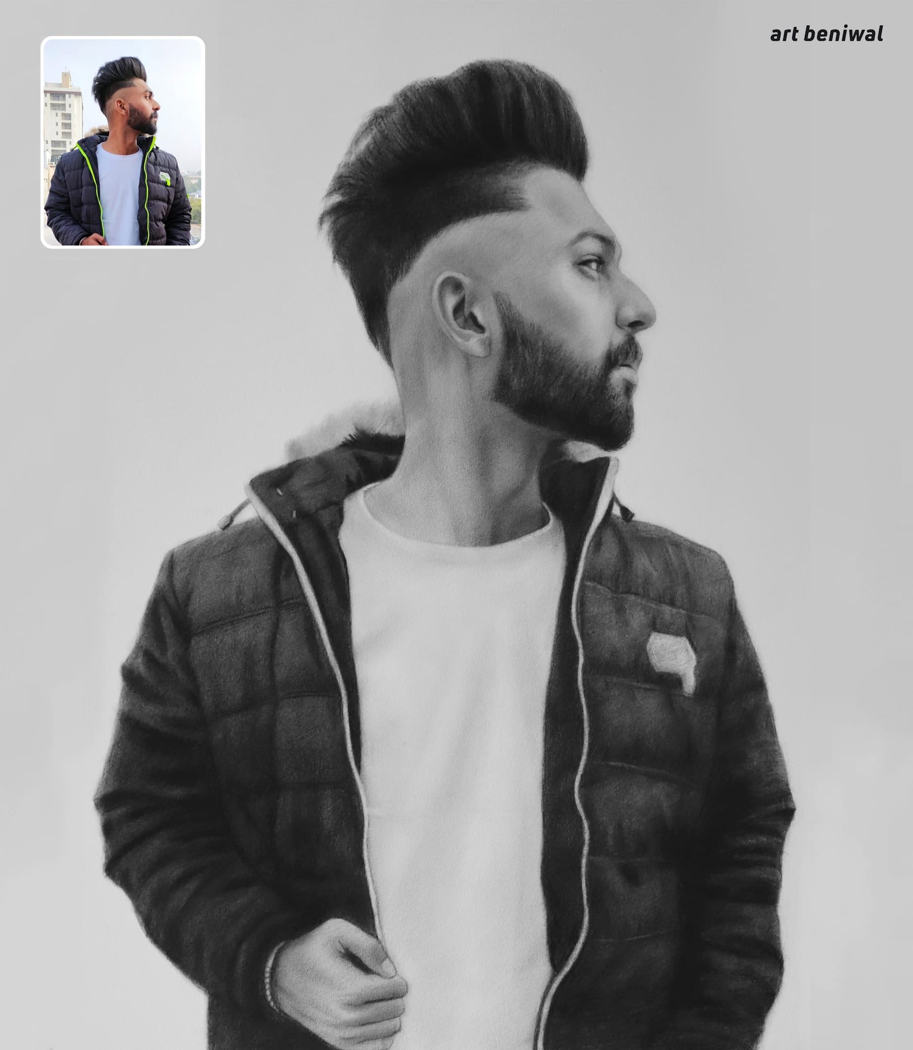 Pencil Sketch Portrait Gift for Husband