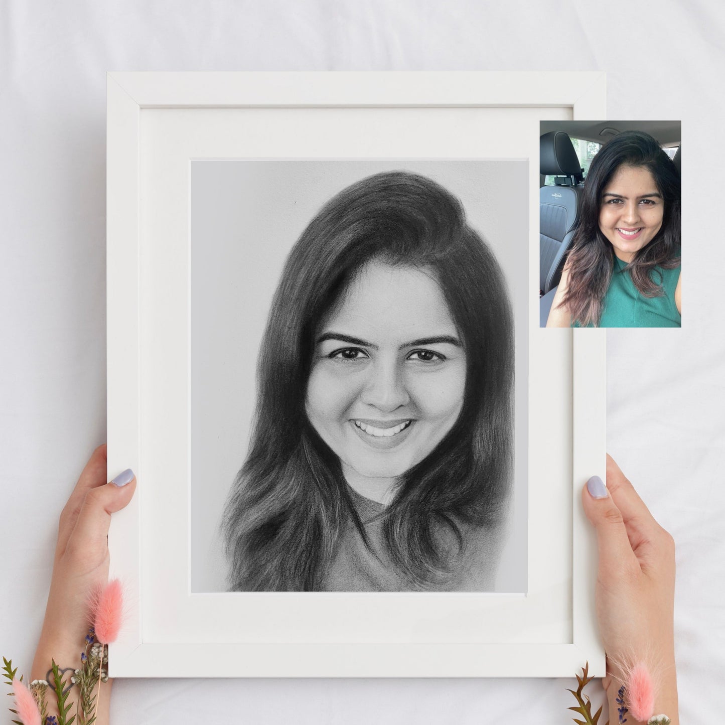 Personalized Birthday Gift for Wife | Hand-Drawn Pencil Sketch Portrait from Photo!